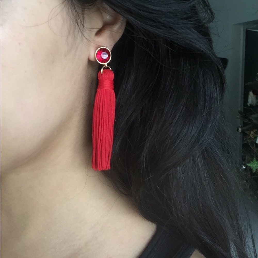 RED GOLD TASSEL EARRINGS BY BAUBLEBAR - Picture 4 of 4
